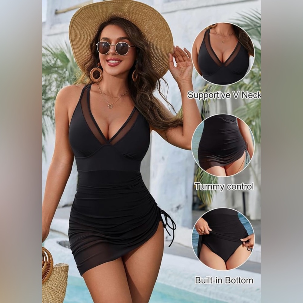 NWT Blooming Jelly One Piece Bathing Suit in Black - Size L - Picture 2 of 16